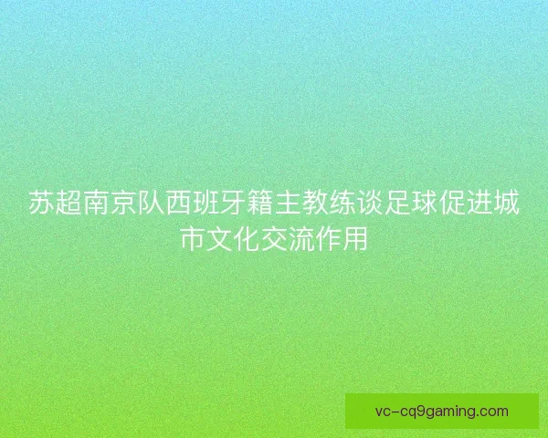 苏超南京队西班牙籍主教练谈足球促进城市文化交流作用