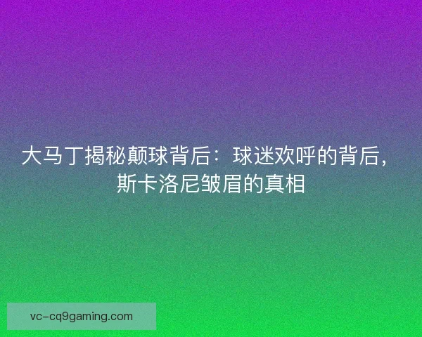 大马丁揭秘颠球背后：球迷欢呼的背后，斯卡洛尼皱眉的真相